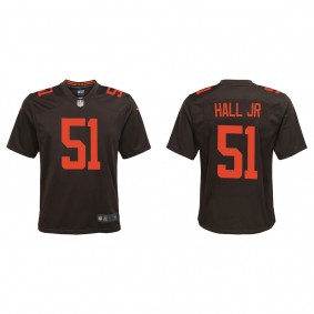 Youth Michael Hall Jr. Cleveland Browns Brown Alternate Game Jersey