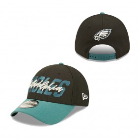 Youth Philadelphia Eagles New Era Black Midnight Green 2022 NFL Draft 9FORTY Snapback Adjustable Hat