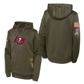 Youth Tampa Bay Buccaneers Olive 2022 Salute To Service Performance Pullover Hoodie