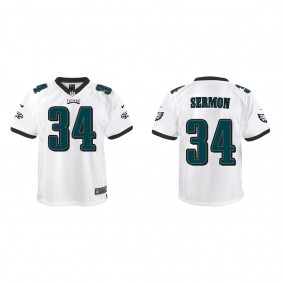 Youth Philadelphia Eagles Trey Sermon White Game Jersey