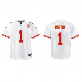 Youth Xavier Worthy Kansas City Chiefs White Game Jersey